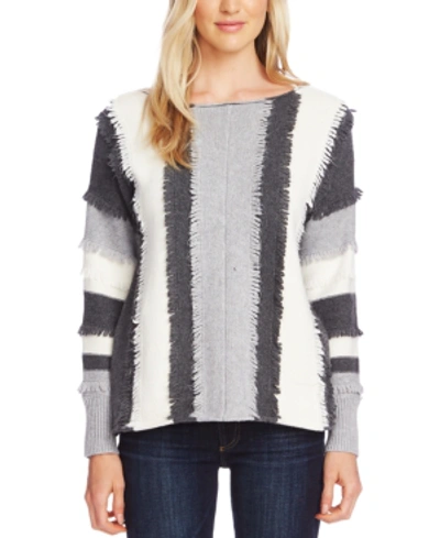 Vince Camuto Colorblocked Loop-stitch Sweater In Light Heather Grey