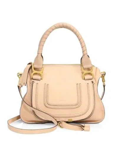 Chloé Marcie Medium Leather Satchel In Delicate Pink/brass