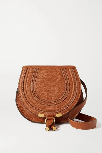Chloé Marcie Mini Textured-leather Shoulder Bag In Tan