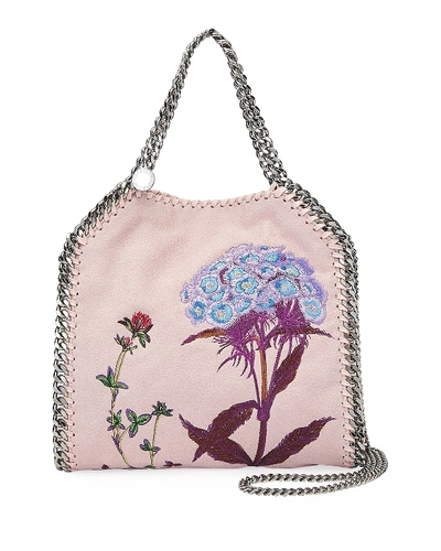 Stella Mccartney Falabella Mini Embroidered Tote Bag In Rose/gunmetal