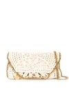 Stella Mccartney Falabella Mini Crochet Fold-over Crossbody Bag In Buttercream/gold
