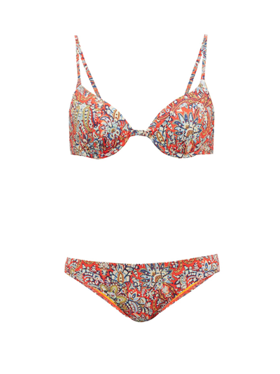 Etro Paisley-print Tie-back Bikini In Red