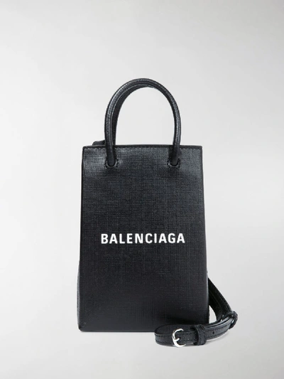 Balenciaga Shopping Logo Print Tote Bag In 1000 Black