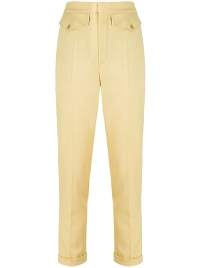 Chloé High-waisted Slim-fit Trousers In Yellow
