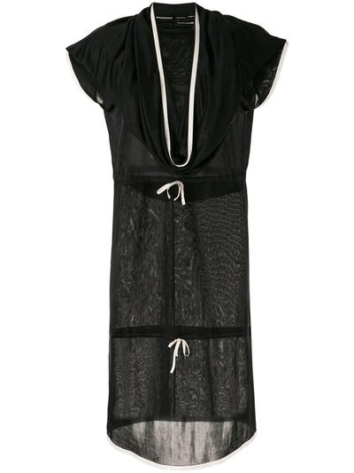 Pre-owned Chanel 2003 Draped Neck Drawstring Dress In Black