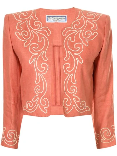 Pre-owned Saint Laurent Linen Toreador Inspired Jacket In Pink