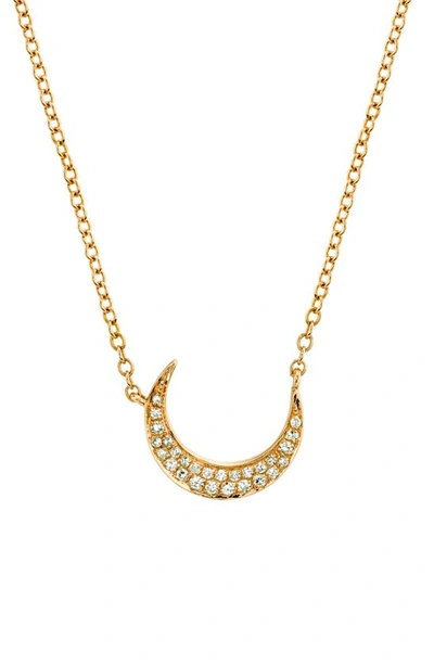 Shay Pave Mini Crescent Moon Pendant Necklace In Diamond