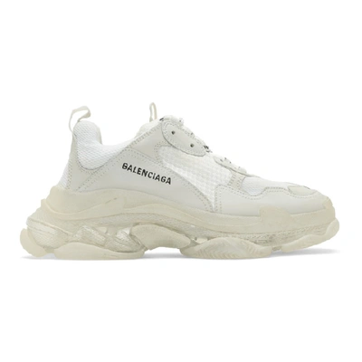 Balenciaga White Triple S Clear Sole Sneakers In 9000blanc