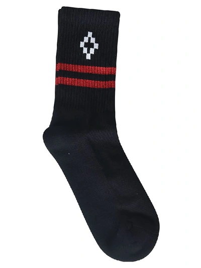 Marcelo Burlon County Of Milan Logo Stripe Socks In Black/red