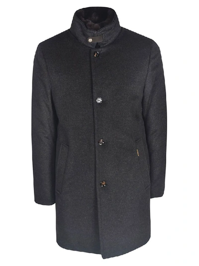 Moorer Buttoned Collar Classic Jacket In Black