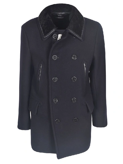 Tom Ford Double Breasted Coat In Black