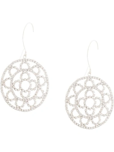 Area Crystal Cupchain Crochet Earrings In Silver