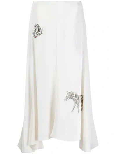 Stella Mccartney Neutral Women's Animal Embroidered Midi-skirt In White