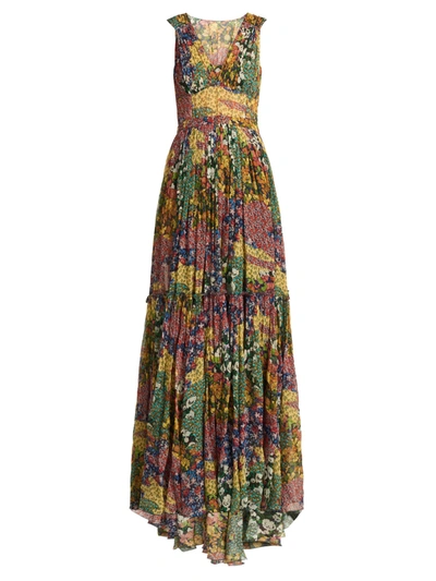 Missoni Tiered Pleated Floral-print Silk-georgette Maxi Dress In Multicoloured