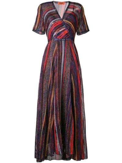 Missoni Striped Metallic Crochet-knit Maxi Dress In Tomato Red