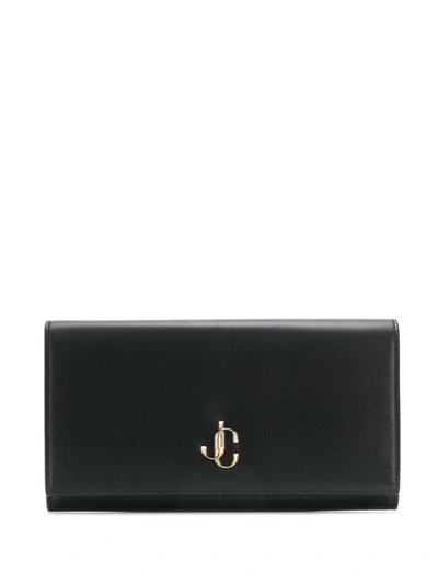 Jimmy Choo Martina Black Smooth Calf Leather Wallet With Jc Emblem
