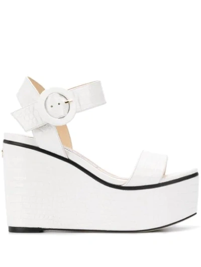 Jimmy Choo Abigail 100mm Wedge Sandals In White