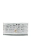 Jimmy Choo Martina Metallic Silver Croc-embossed Leather Wallet With Jc Emblem