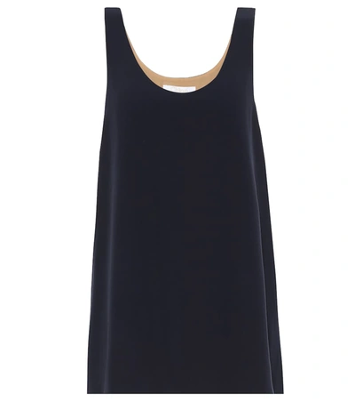 Chloé Silk Crêpe Tank Top In Blue