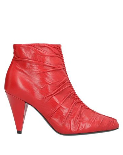 Celine Ankle Boots In Red