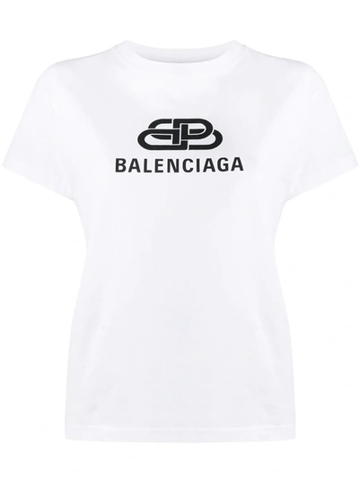 Balenciaga Bb Logo-print T-shirt In White