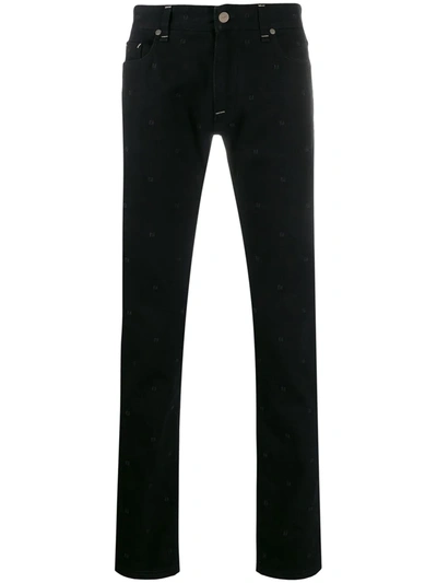 Fendi Embroidered Ff Motif Jeans In Black