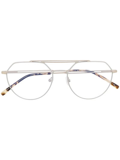 Lacoste Oversized Pilot-frame Glasses In Silver