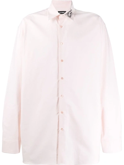 Raf Simons Embroidered Collar Oversized Shirt In Pink