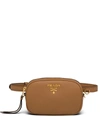 Prada Logo Plaque Belt Bag In Brown