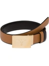 Prada Reversible Engraved Logo Belt In Brown