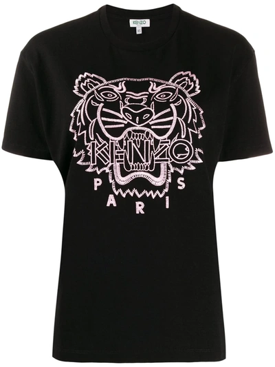 Kenzo Tiger Embroidered T-shirt In Black