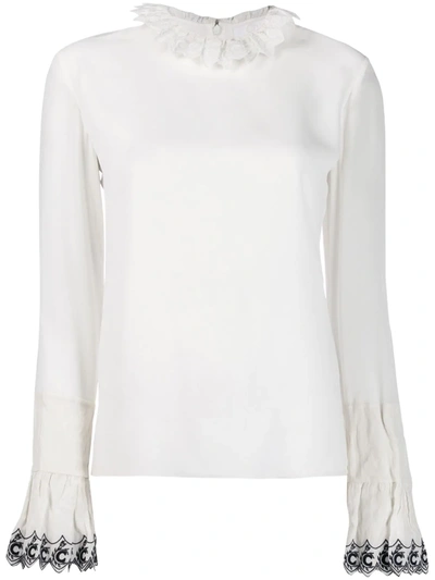 Chloé Frilled Trim Blouse In White