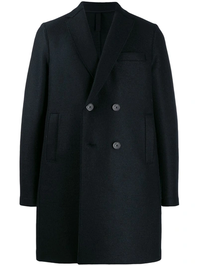 Harris Wharf London Double Breasted Boxy Coat In Blue