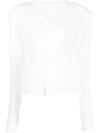 Ben Taverniti Unravel Project Long-sleeved Pintuck Front T-shirt In White
