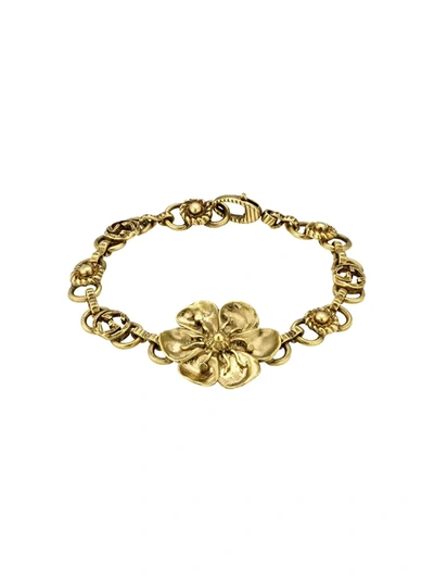 Gucci Floral Pendant Bracelet In Gold