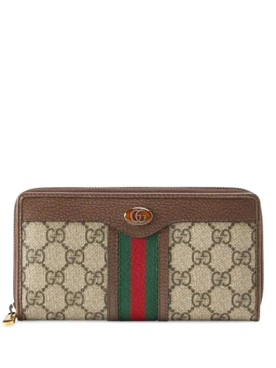 Gucci Monogram Pattern Wallet In Brown