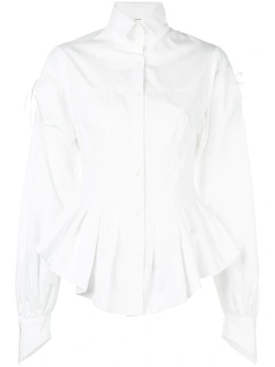 Aganovich Ruffled Hem Shirt In White