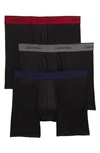 Calvin Klein 3-pack Micro Stretch Boxer Briefs In Black/ Grey/ Raspberry/ Blue