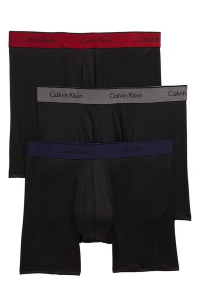 Calvin Klein 3-pack Micro Stretch Boxer Briefs In Black/ Grey/ Raspberry/ Blue