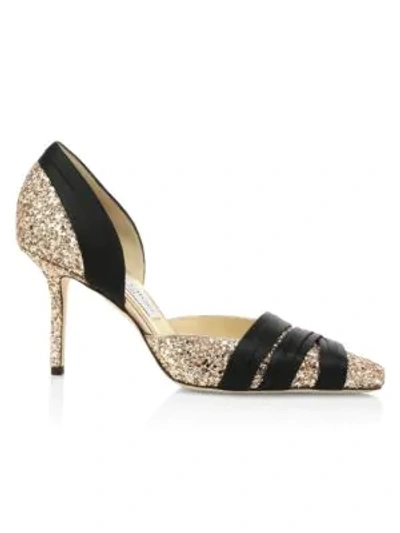 Jimmy Choo Lyrin Glitter D'orsay Pumps In Goldie