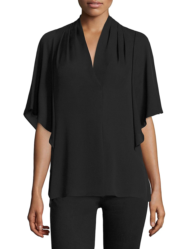 Kobi Halperin Carin Ruffled-sleeve Silk Blouse In Black | ModeSens