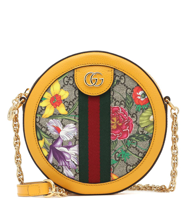 Gucci Mini Ophidia Floral Gg Supreme Canvas Crossbody Bag In Beige | ModeSens