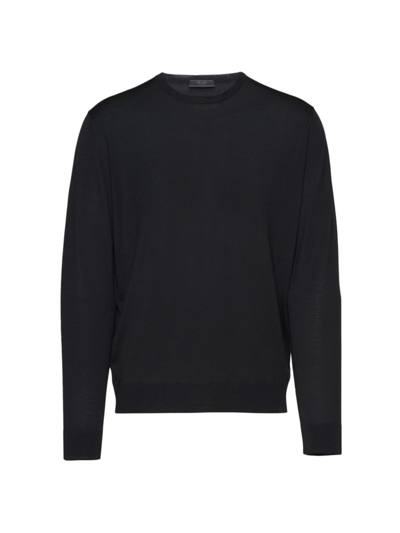 Prada Brand-plaque Relaxed-fit Cotton-jersey Sweatshirt In Black