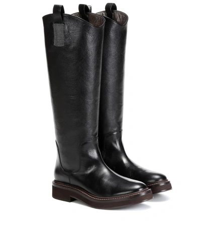 Brunello Cucinelli Leather Knee-high Boots In Brown