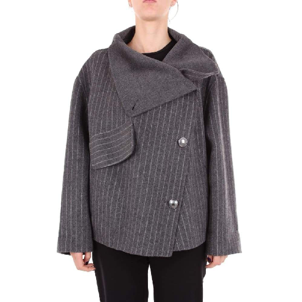 Emporio Armani Women's Grey Wool Coat | ModeSens