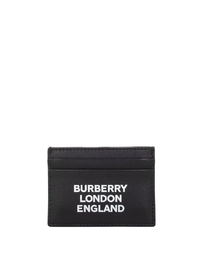 Burberry Sandon Printed Leather Card Case In Black