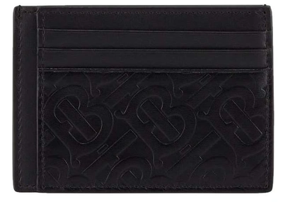 Pre-owned Burberry  Monogram Leather Card Case 6 Slot Black