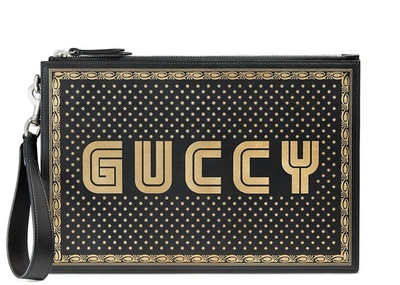 Pre-owned Gucci  Guccy Pouch Black/gold