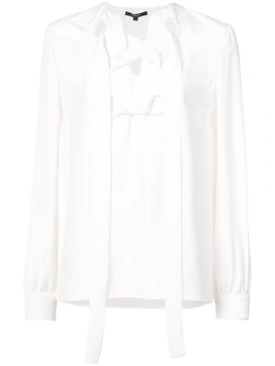 Derek Lam Sara Lace-up Silk Blouse In White