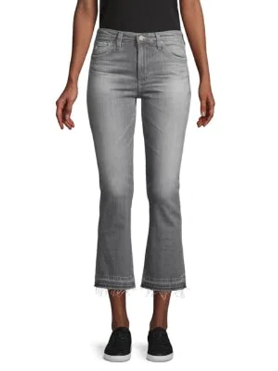 Ag Slim-fit High-rise Cropped Flare Jeans In Grey